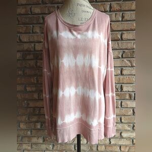 Lucky Brand Tie Dye Boho Oversized Long Sleeve Cotton Blend Top.
